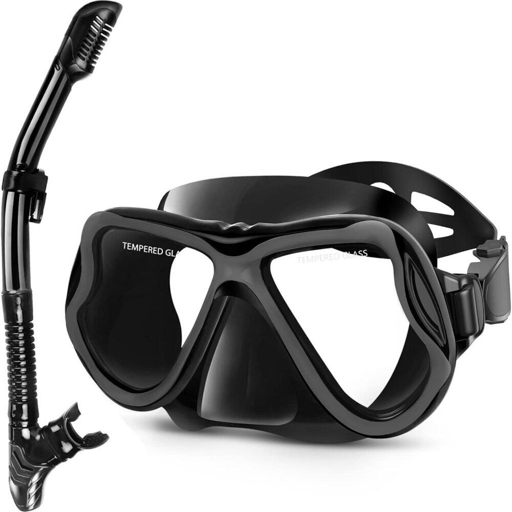 Dry Snorkel Set,Panoramic Wide View,Anti-Fog Scuba Diving Mask,Professional Snor